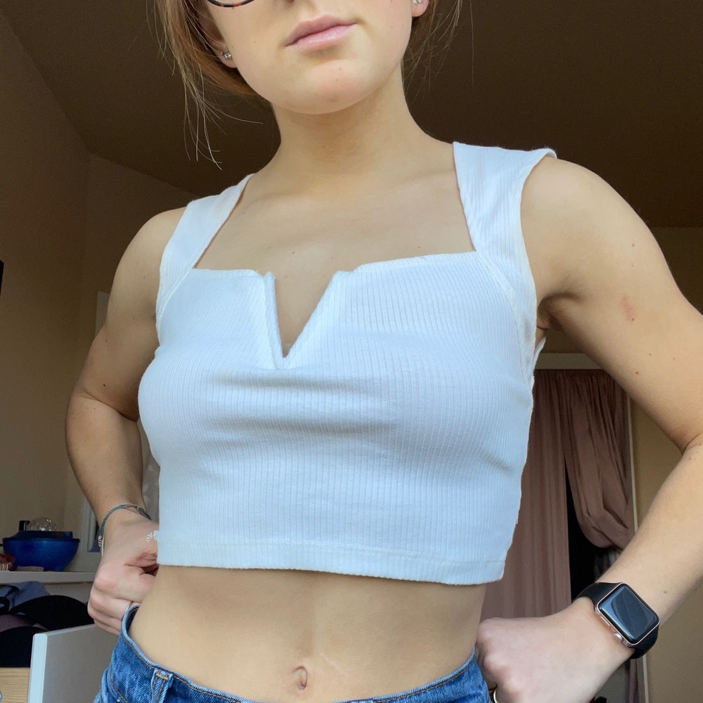 F21 white crop top